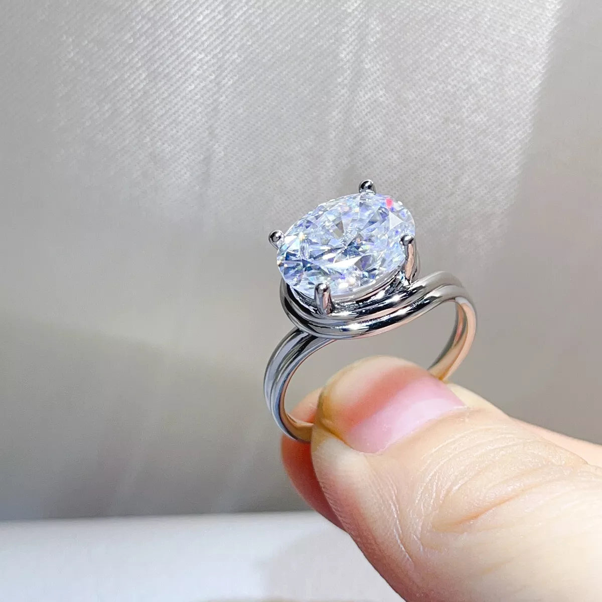 5 Carat 925 Sterling Silver Moissanite Ring, view 3