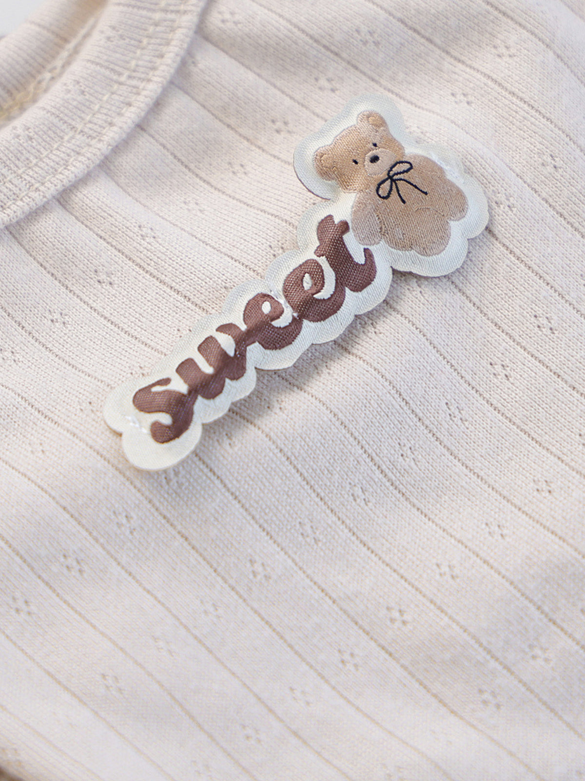 Sweet Bear Patch Ribbed Pet Top