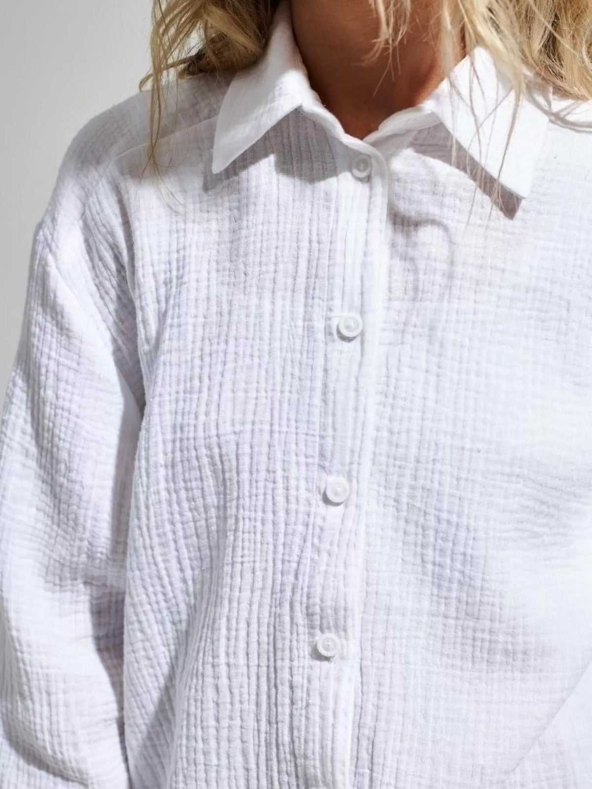 Textured Gauze Button-Down Shirt - Lilixa.store