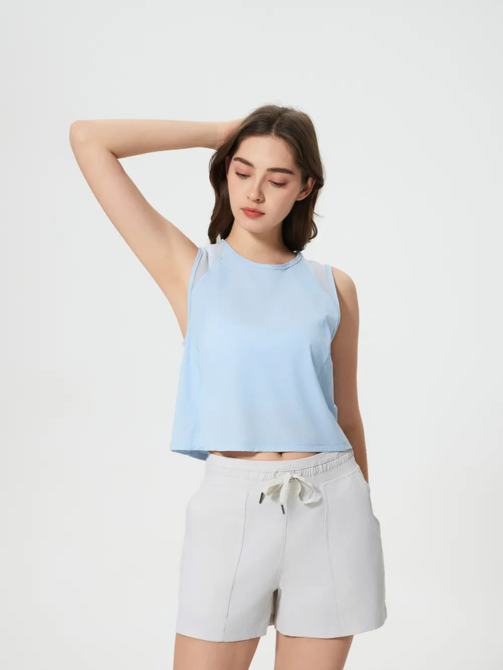 Millennia Round Neck Cropped Active Tank - Lilixa.store