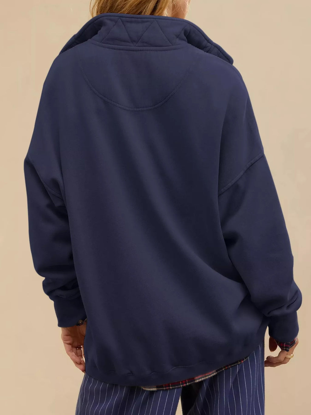 Half Snap Dropped Shoulder Sweatshirt - Lilixa.store