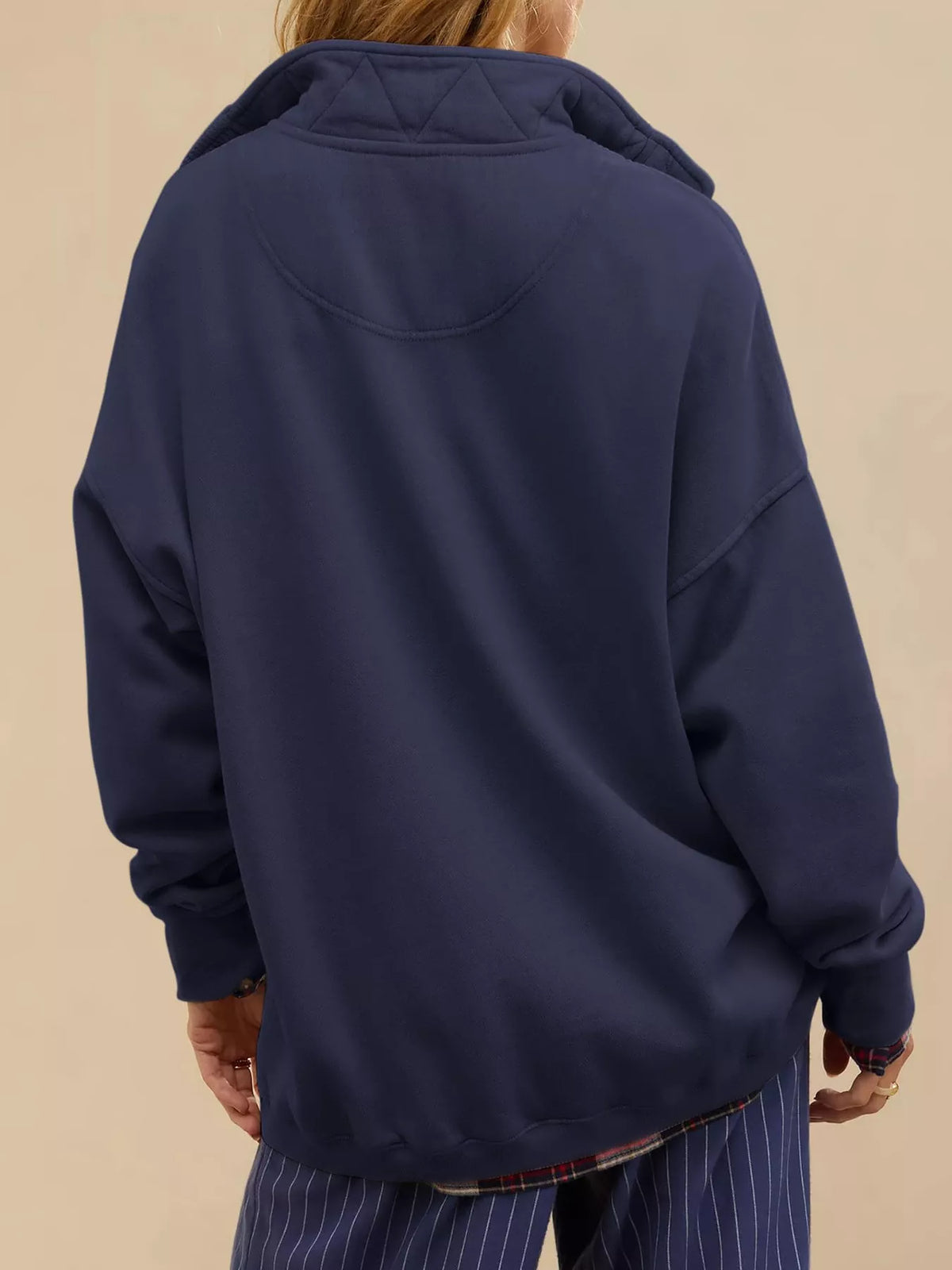 Half Snap Dropped Shoulder Sweatshirt - Lilixa.store