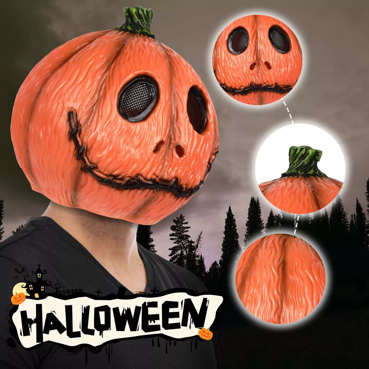 Halloween Pumpkin Head Decorative Mask - Lilixa.store