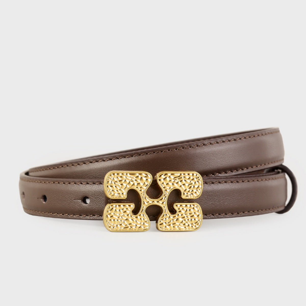 Gold Buckle Leather Belt - Lilixa.store