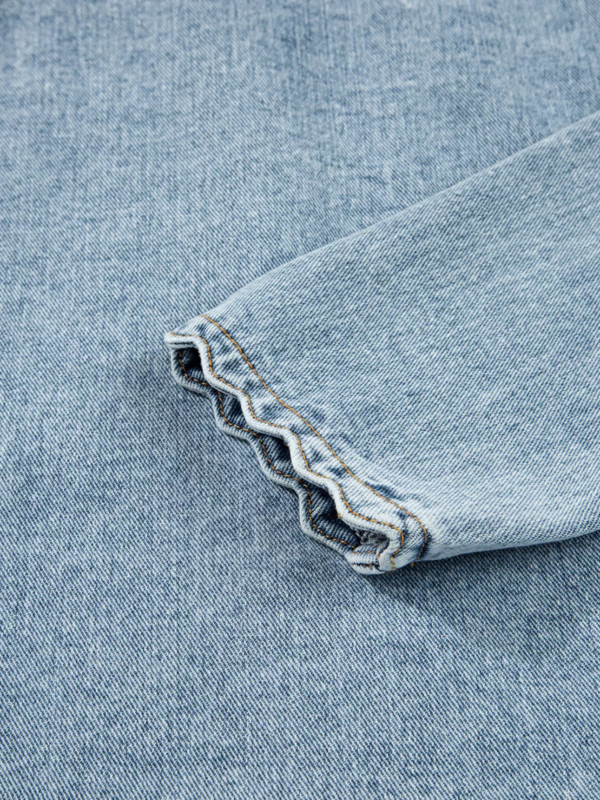 Scallop Trim Collar Patched Pocket Button Up Denim Jacket, view 11
