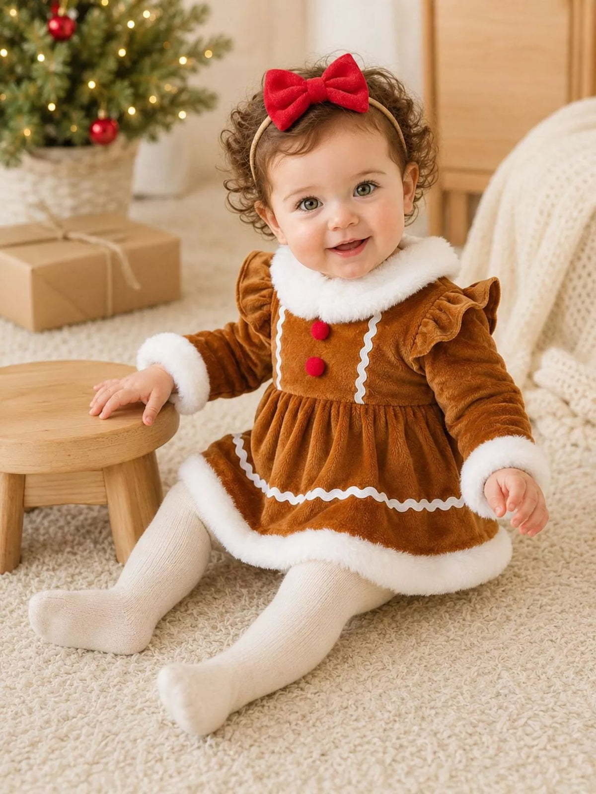 Children's Christmas Bodysuit Dress and Headband Set - Lilixa.store