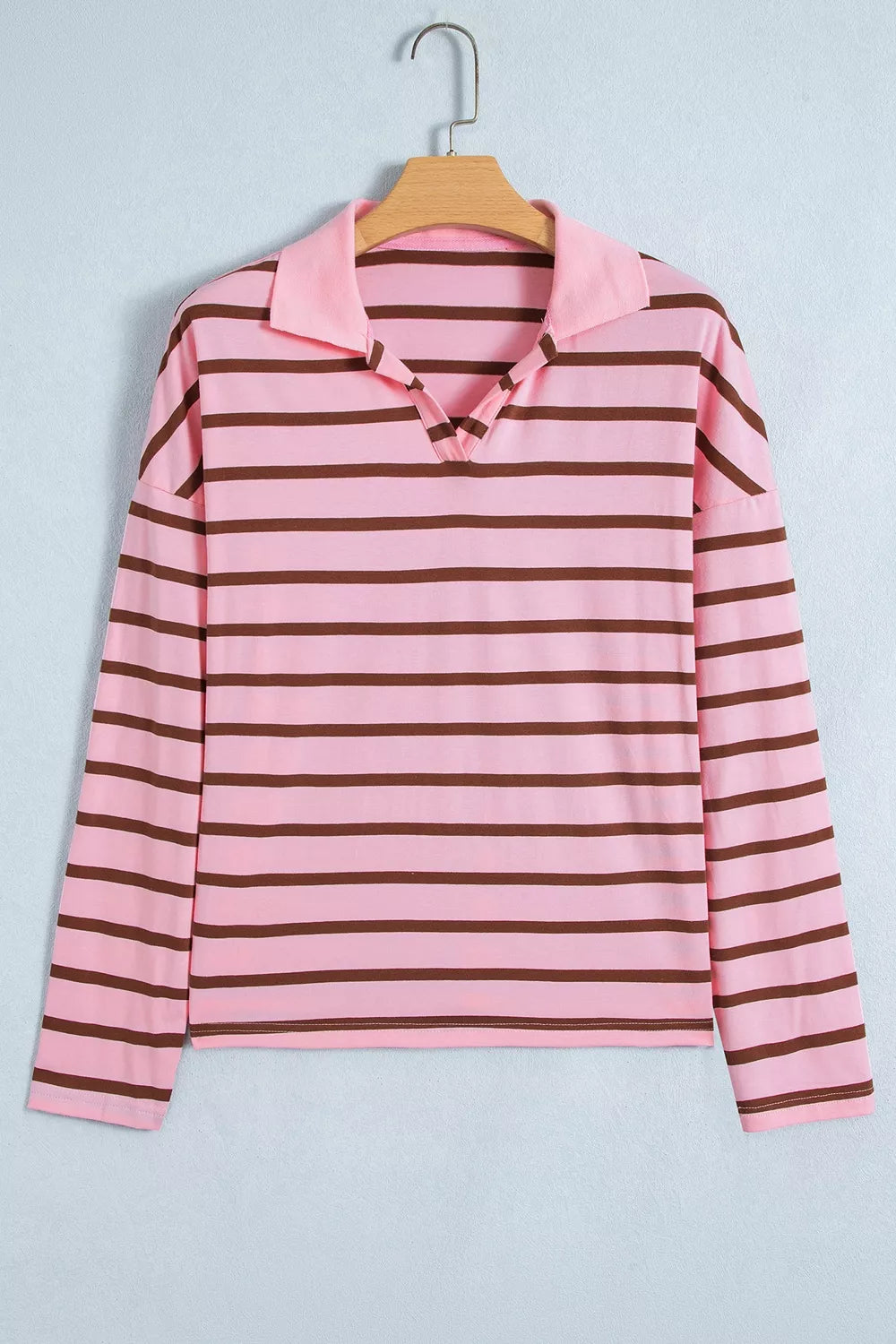 Stripe Striped Long Sleeve Collar Shift Top - Lilixa.store
