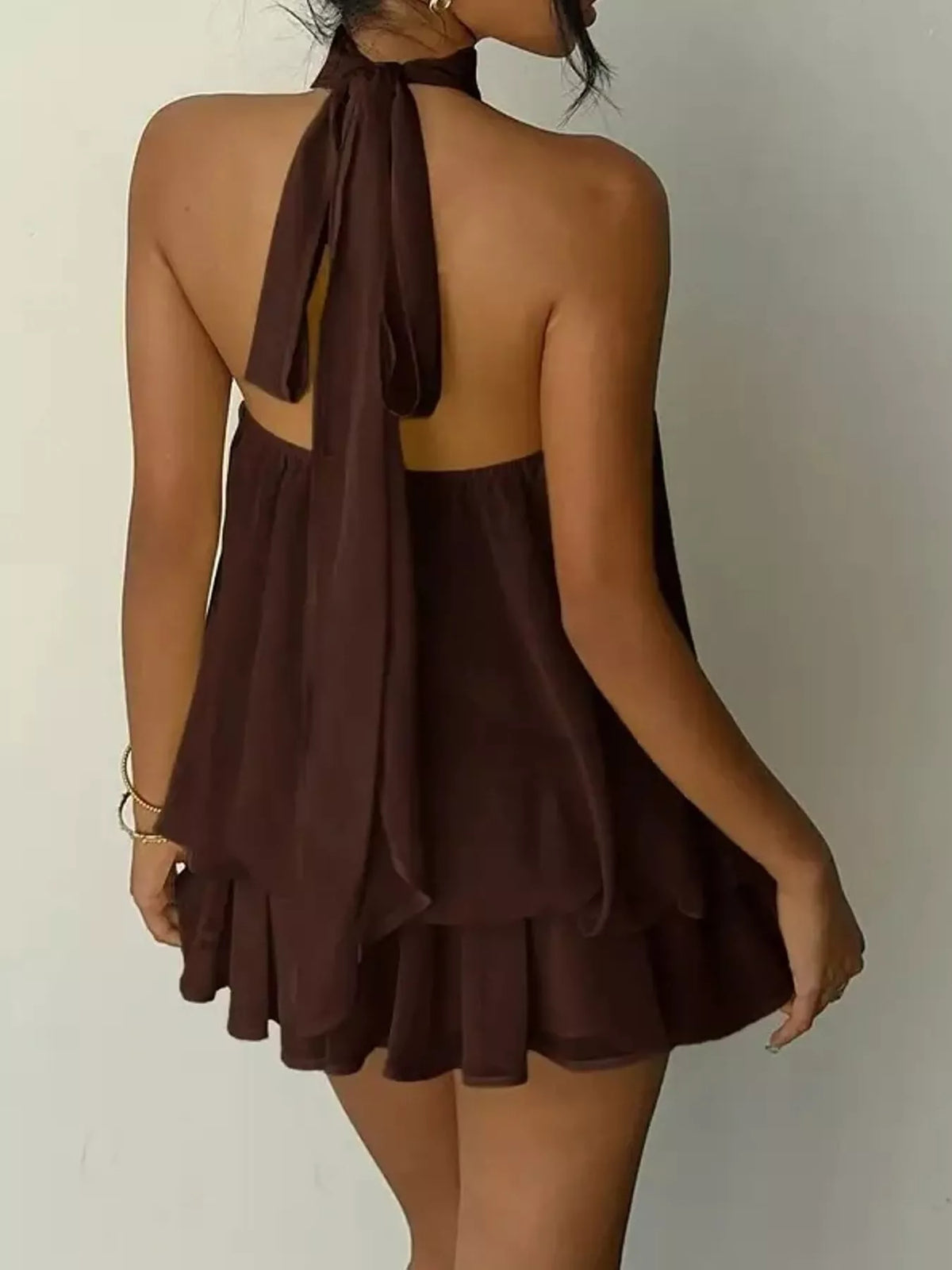 Halter Neck Ruched Mini Dress, view 12