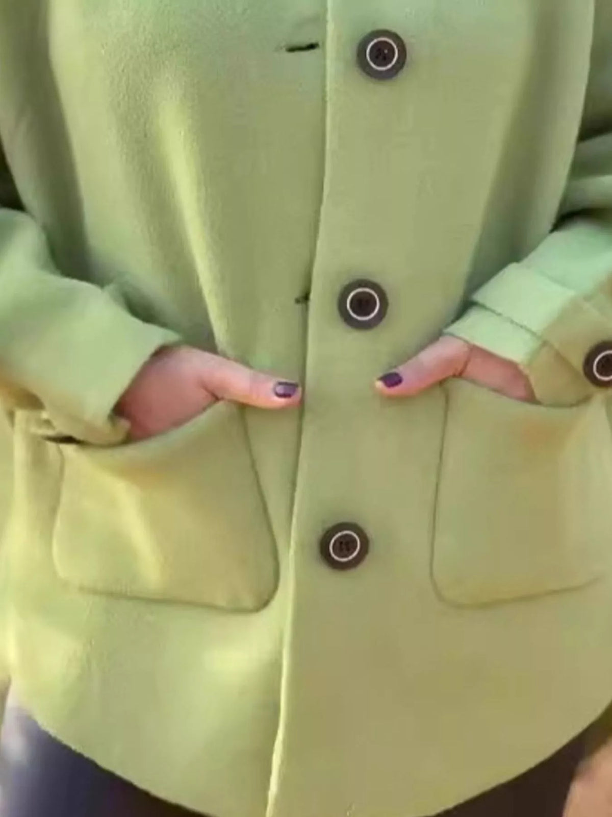 Full Size Button-Front Raglan Sleeve Coat Plus Size, view 4