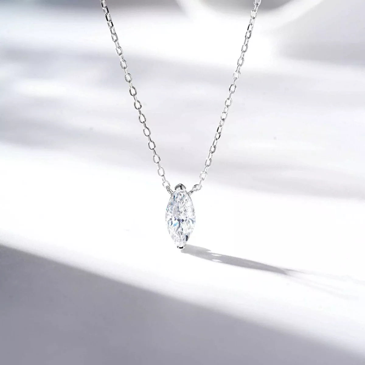 925 Sterling Silver Zircon Teardrop Necklace, view 4