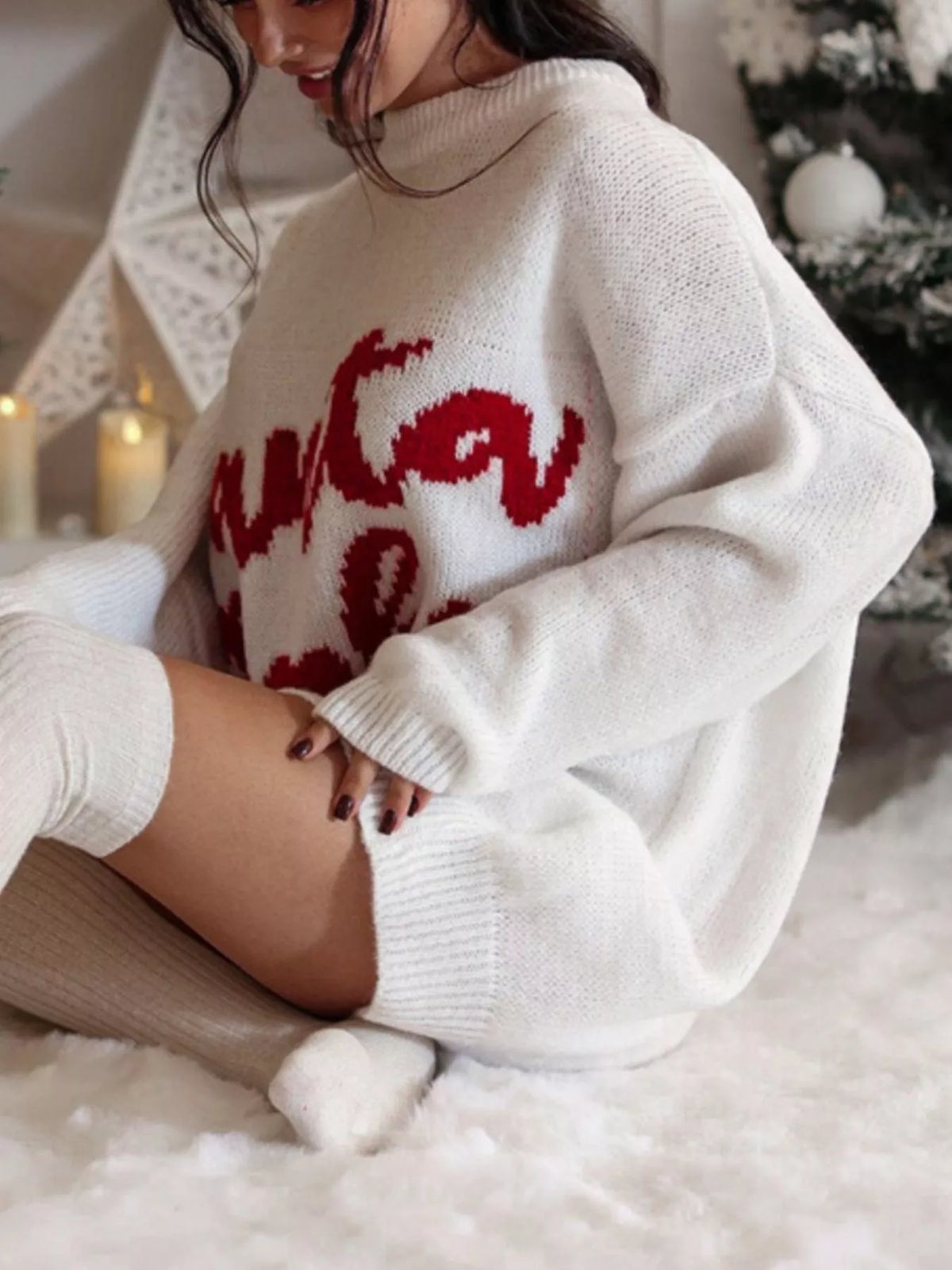 Christmas Letter Oversized Sweater Dress, view 2