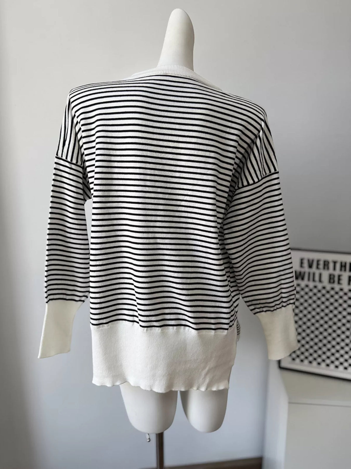 Striped Round Neck Knit Top, view 7