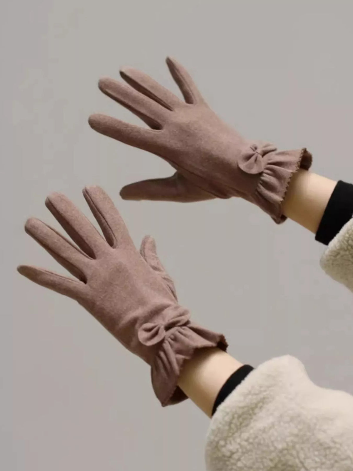 Ruffled Cuff Bow Gloves - Lilixa.store