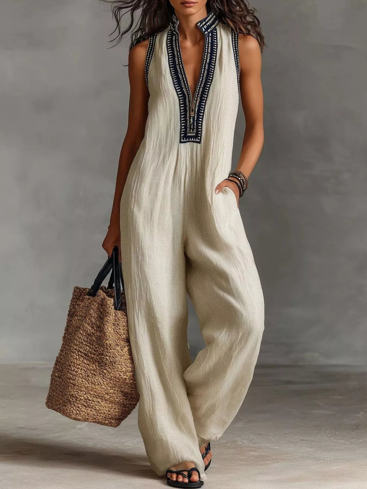 Full Size Sleeveless Wide-Leg Jumpsuit Plus Size