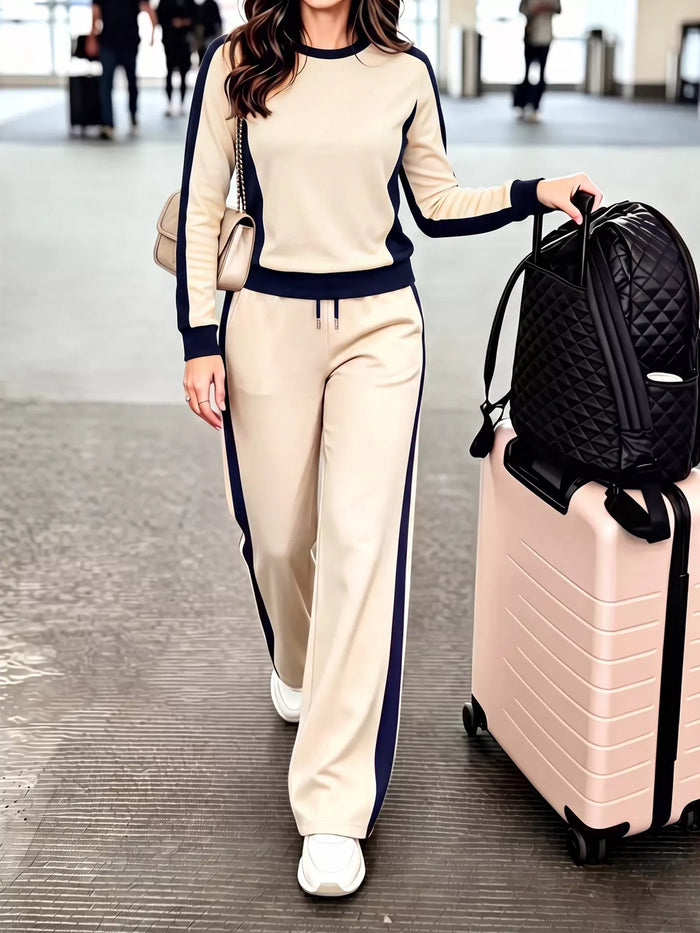 Contrast Side Stripes Top and Pants Set - Lilixa.store