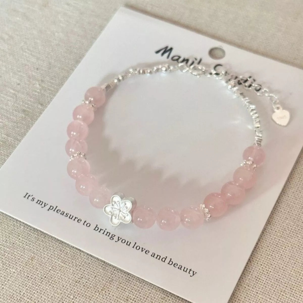 925 Sterling Silver Crystal Bead Flower Bracelet - Lilixa.store