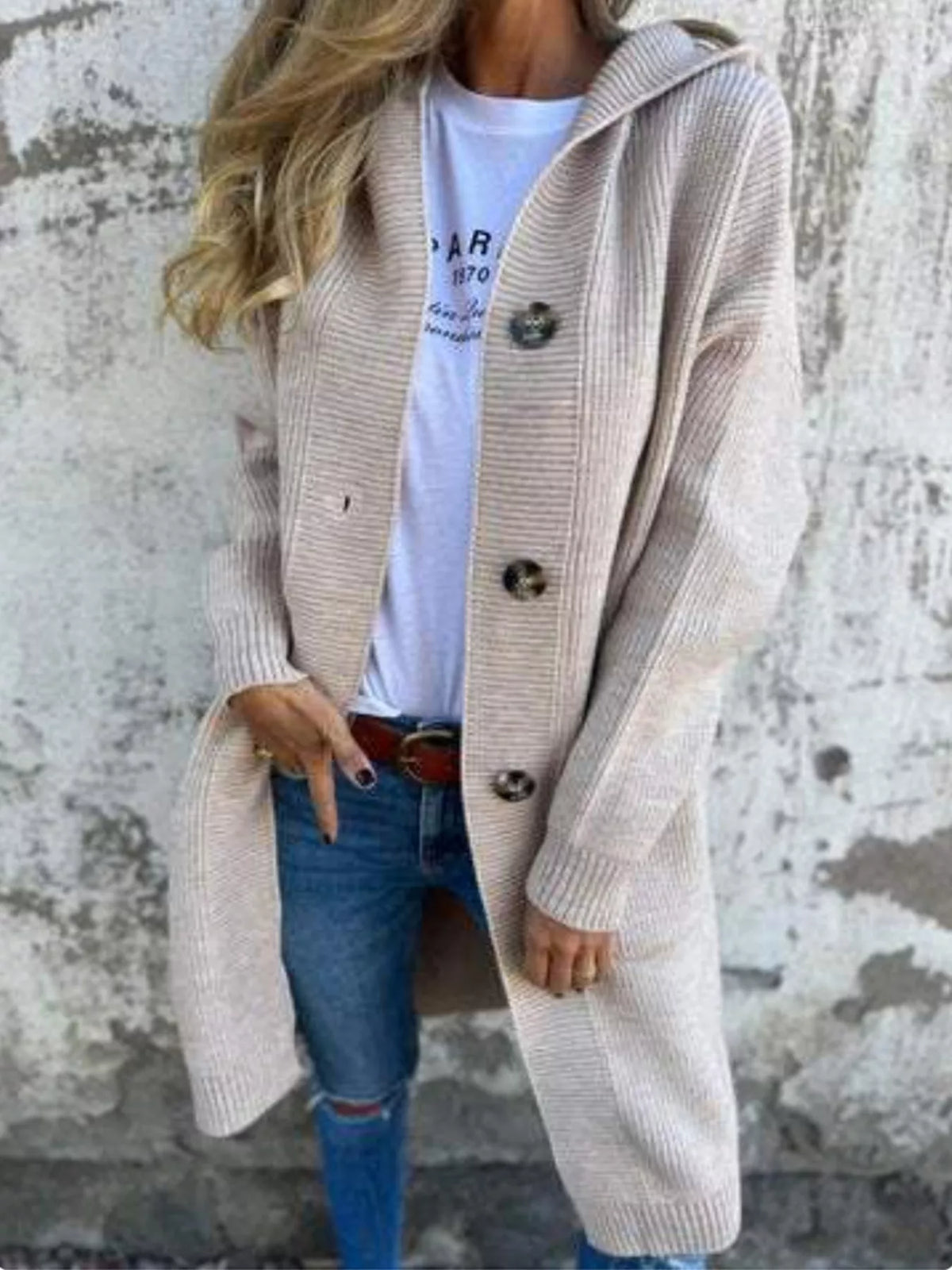 Full Size Button-Down Hooded Cardigan Plus Size - Lilixa.store