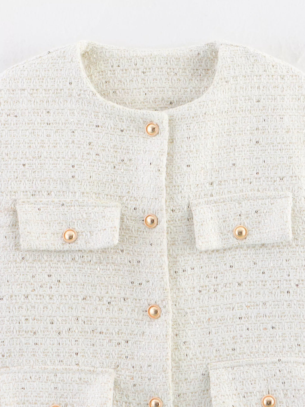 Tweed Button Up Cropped Outerwear - Lilixa.store