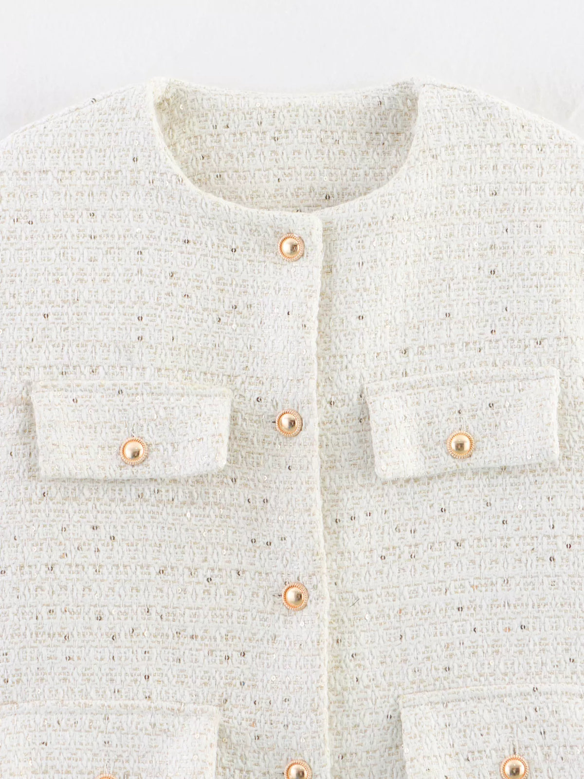 Tweed Button Up Cropped Outerwear - Lilixa.store