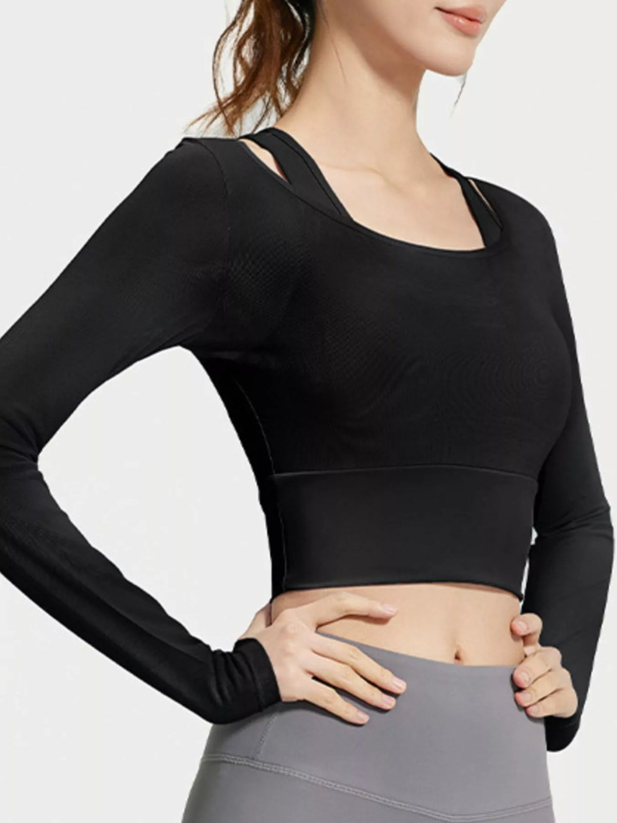 Long Sleeve Active T-Shirt with Built-in Bra