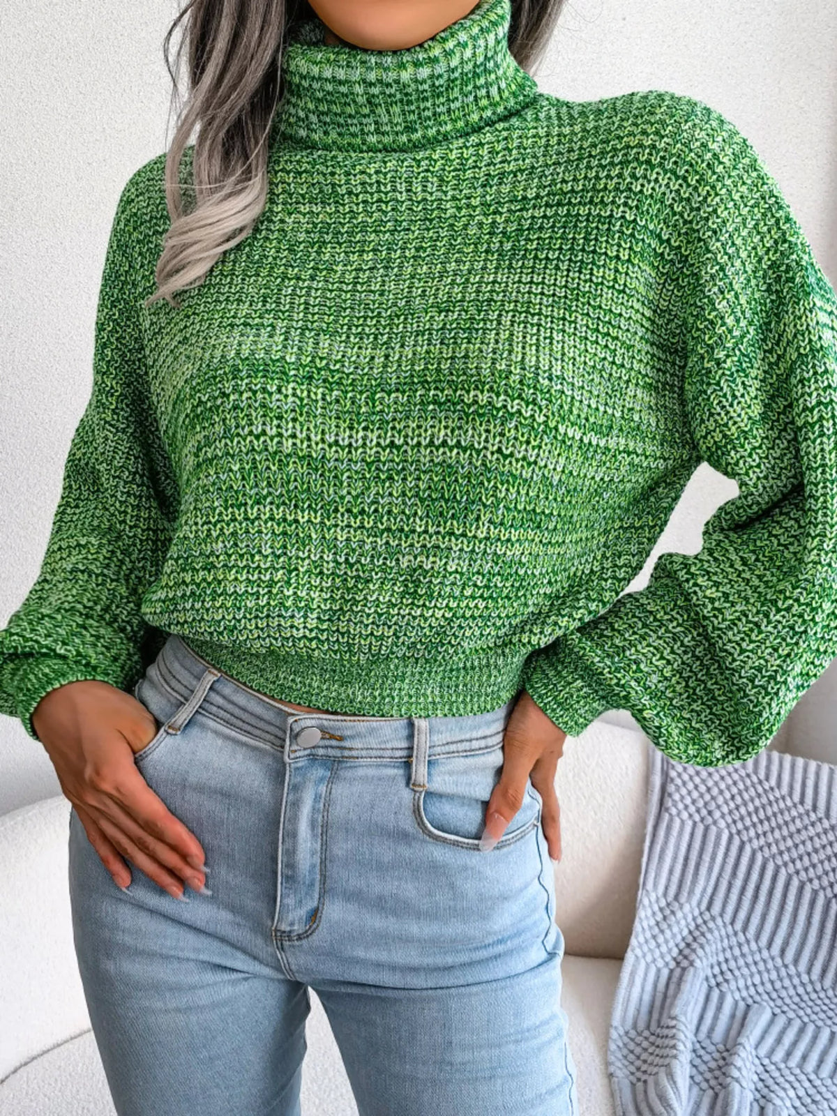 Turtleneck Dropped Shoulder Sweater