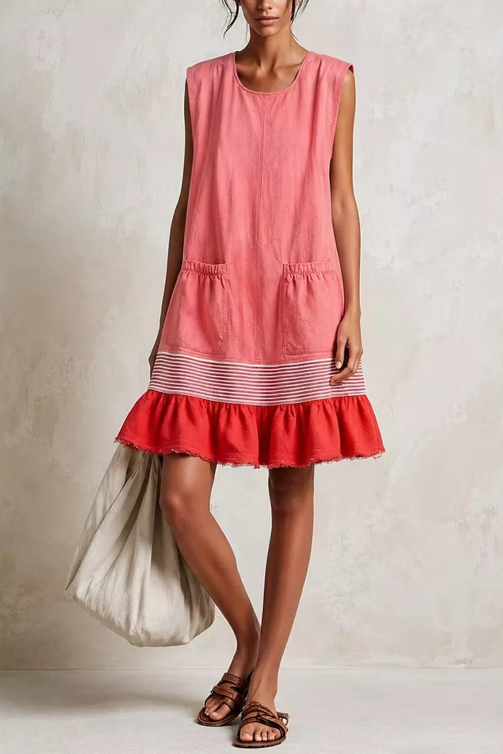 Full Size Ruffled Hem Sleeveless Mini Dress Plus Size - Lilixa.store