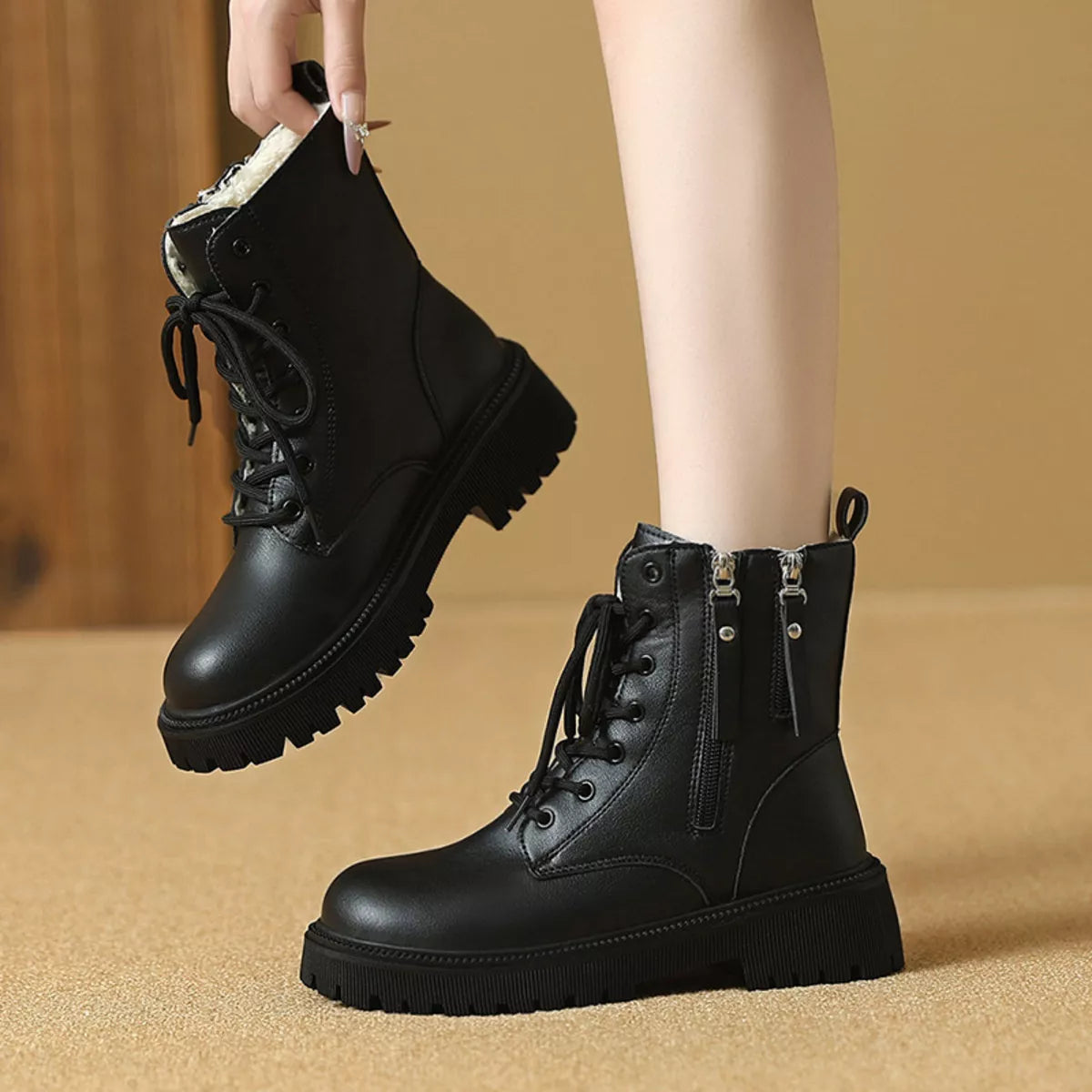 Lace-Up Ankle Combat Boots - Lilixa.store