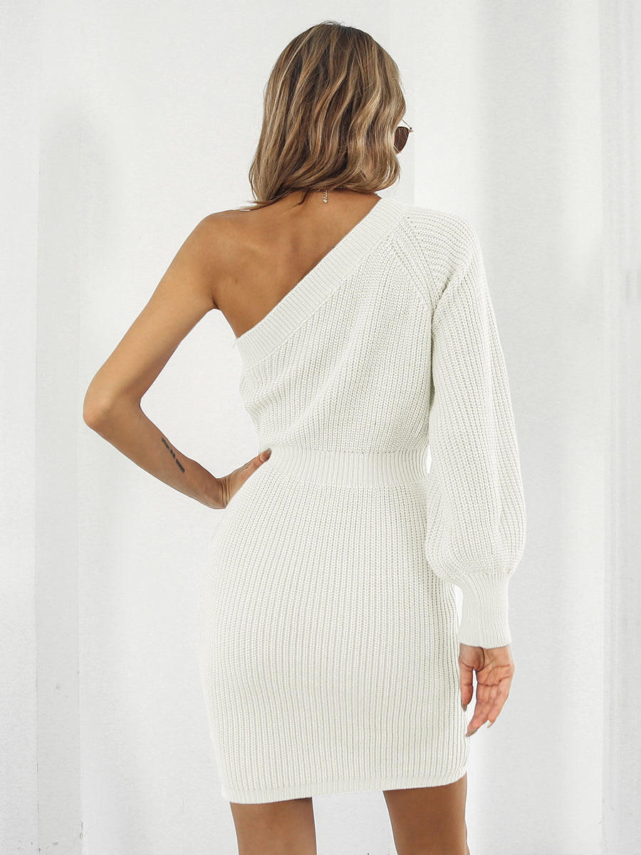 One-Shoulder Mini Sweater Dress, view 5