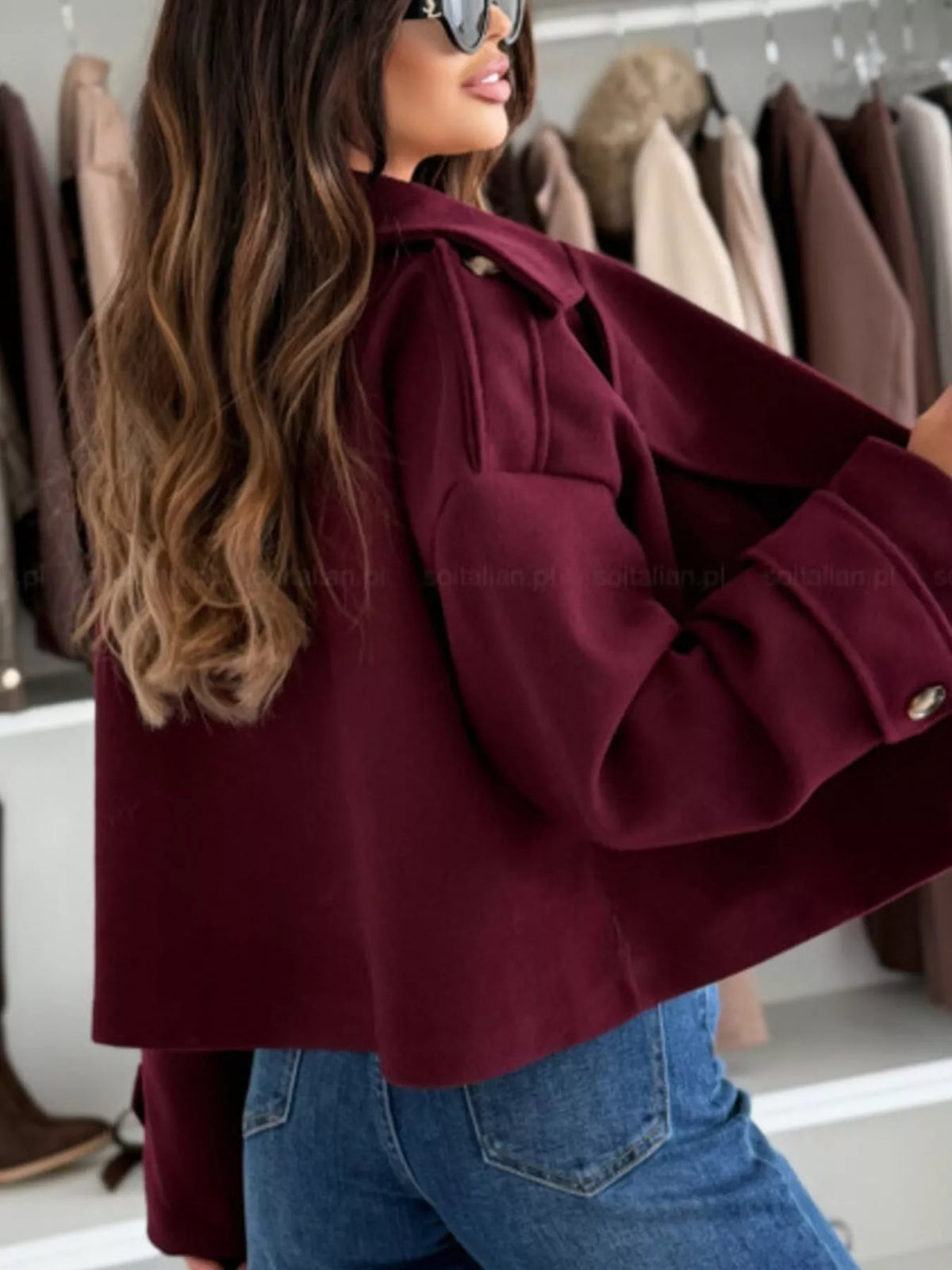 Double-Breasted Cropped Outerwear - Lilixa.store