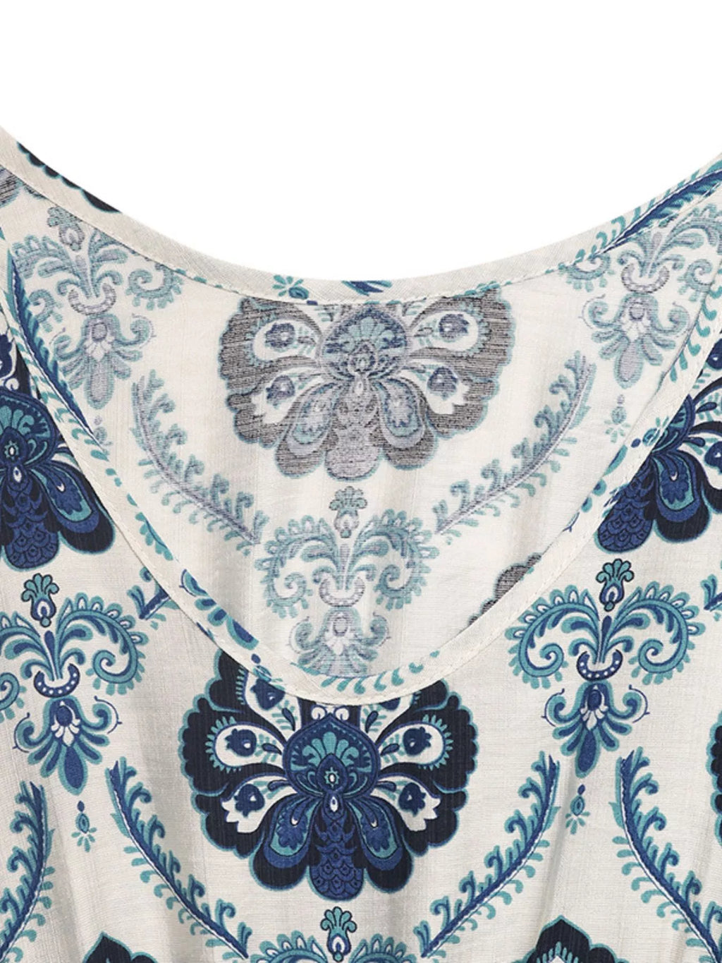 Printed Slit Sleeveless Maxi Dress in Blue, view 7