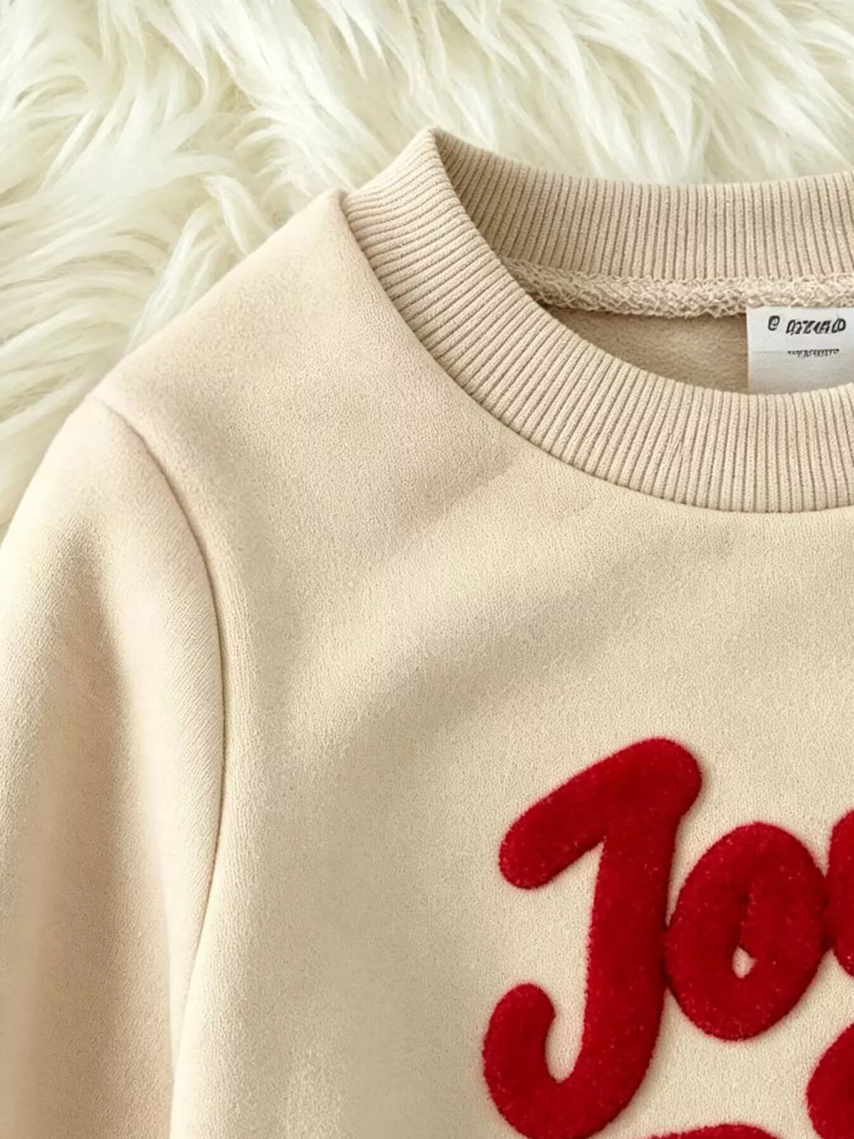 Children's Joy to the World Graphic Crew Neck Sweatshirt in Beige, view 4