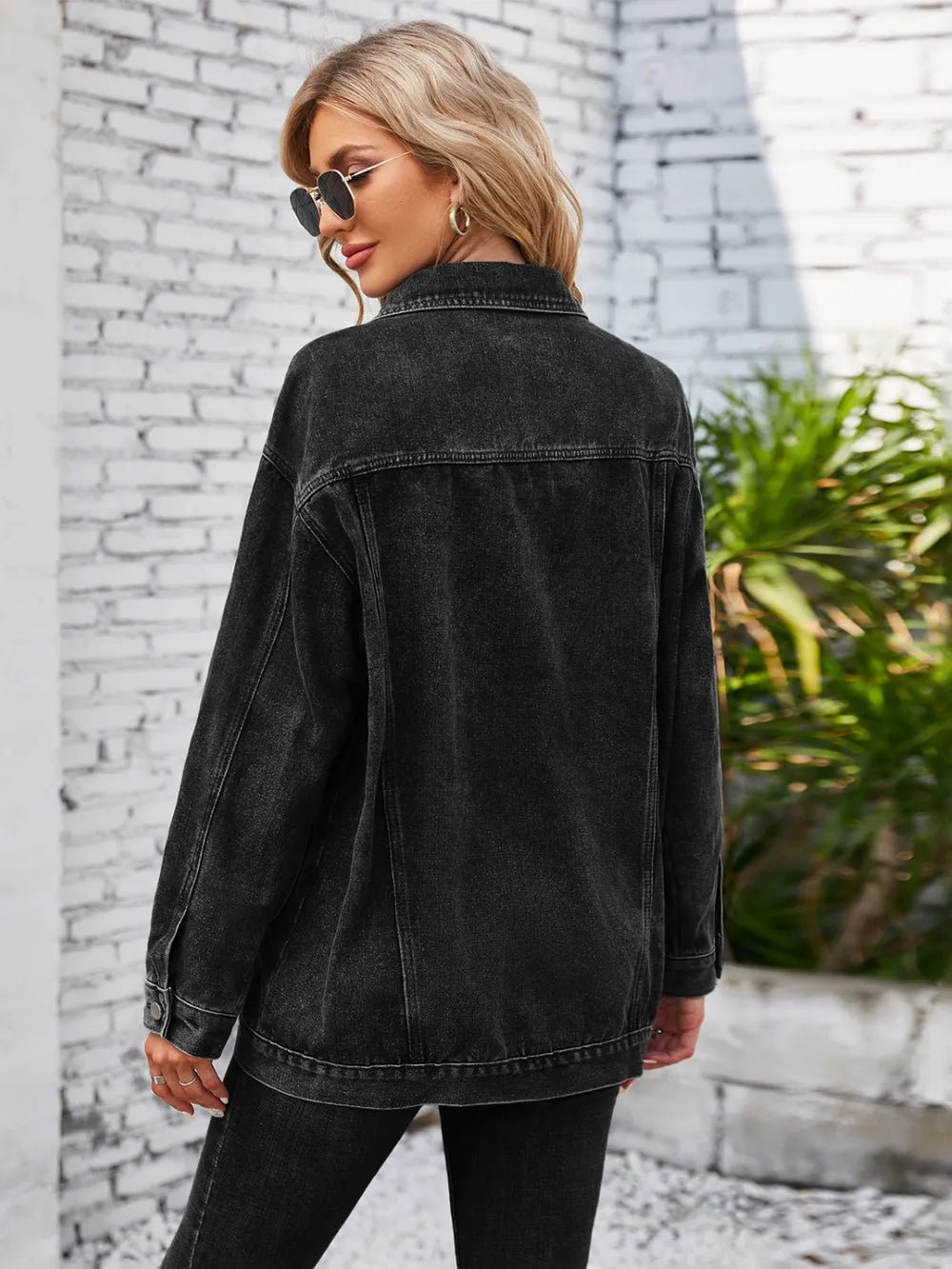 Button Up Long Sleeve Denim Jacket - Lilixa.store