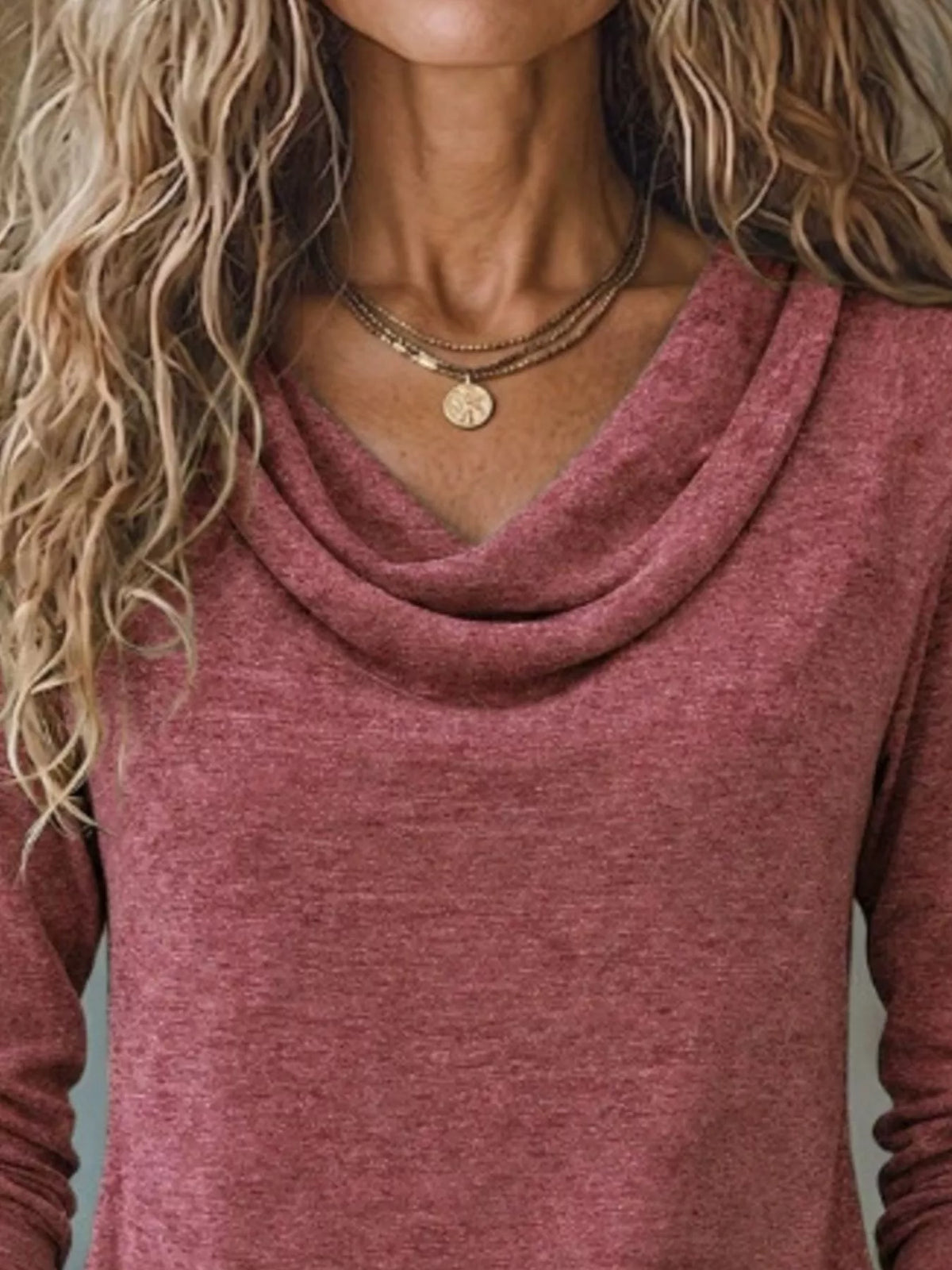 Cowl Neck Long Sleeve T-Shirt