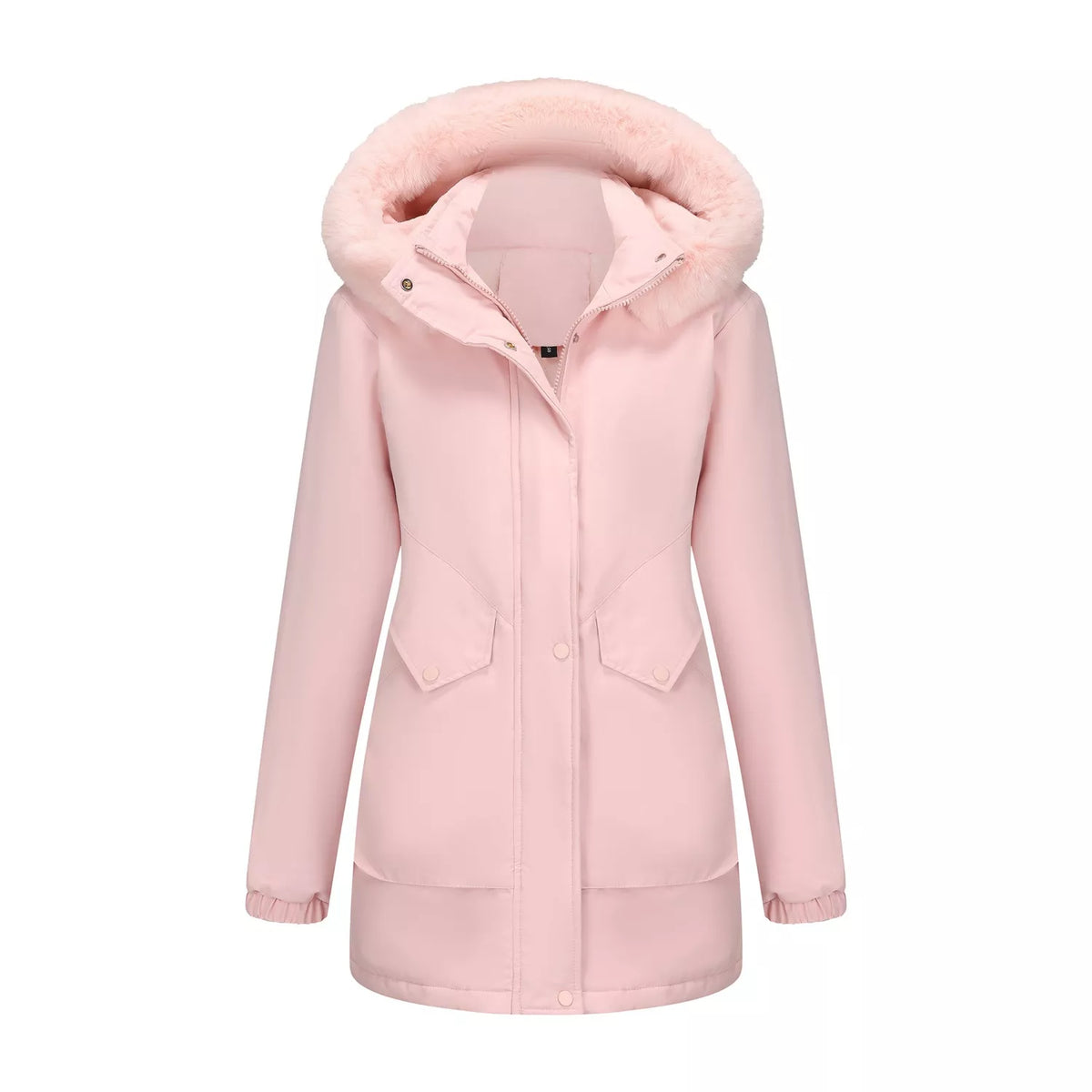 Full Size Fur Hooded Warm Winter Parka Outerwear Plus Size, view 9