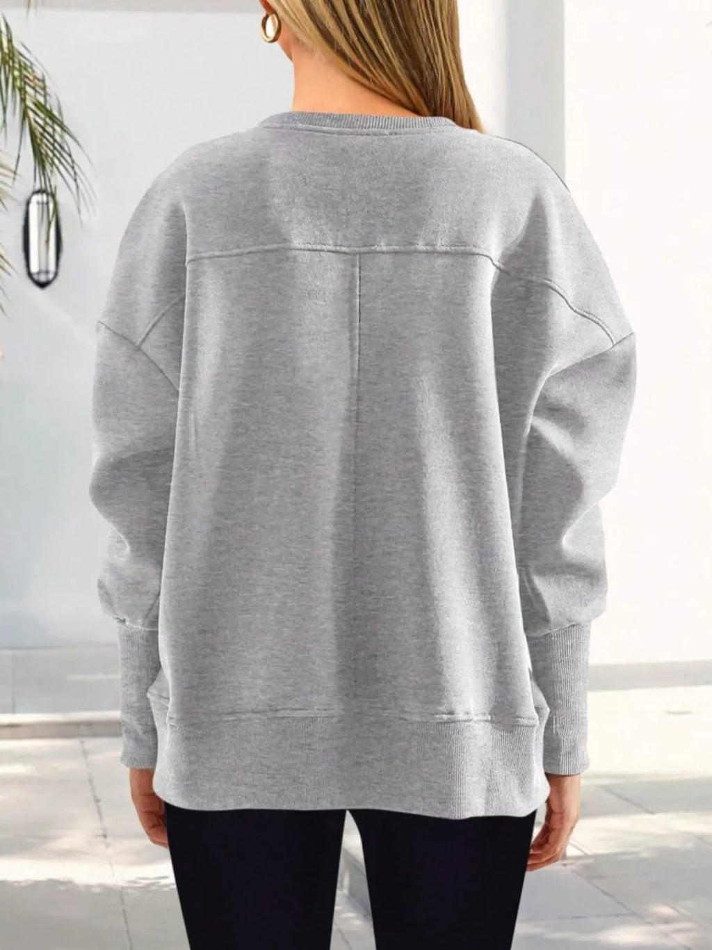 Casual Loose Side Slit Sweatshirt - Lilixa.store
