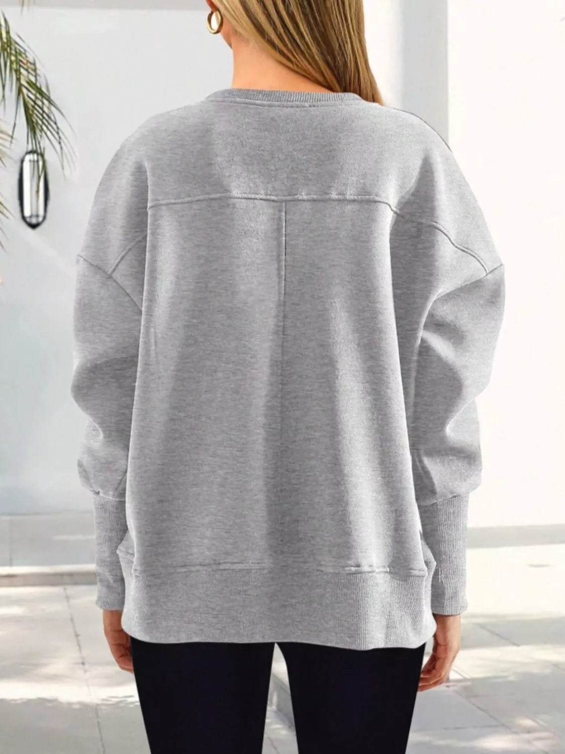 Casual Loose Side Slit Sweatshirt - Lilixa.store
