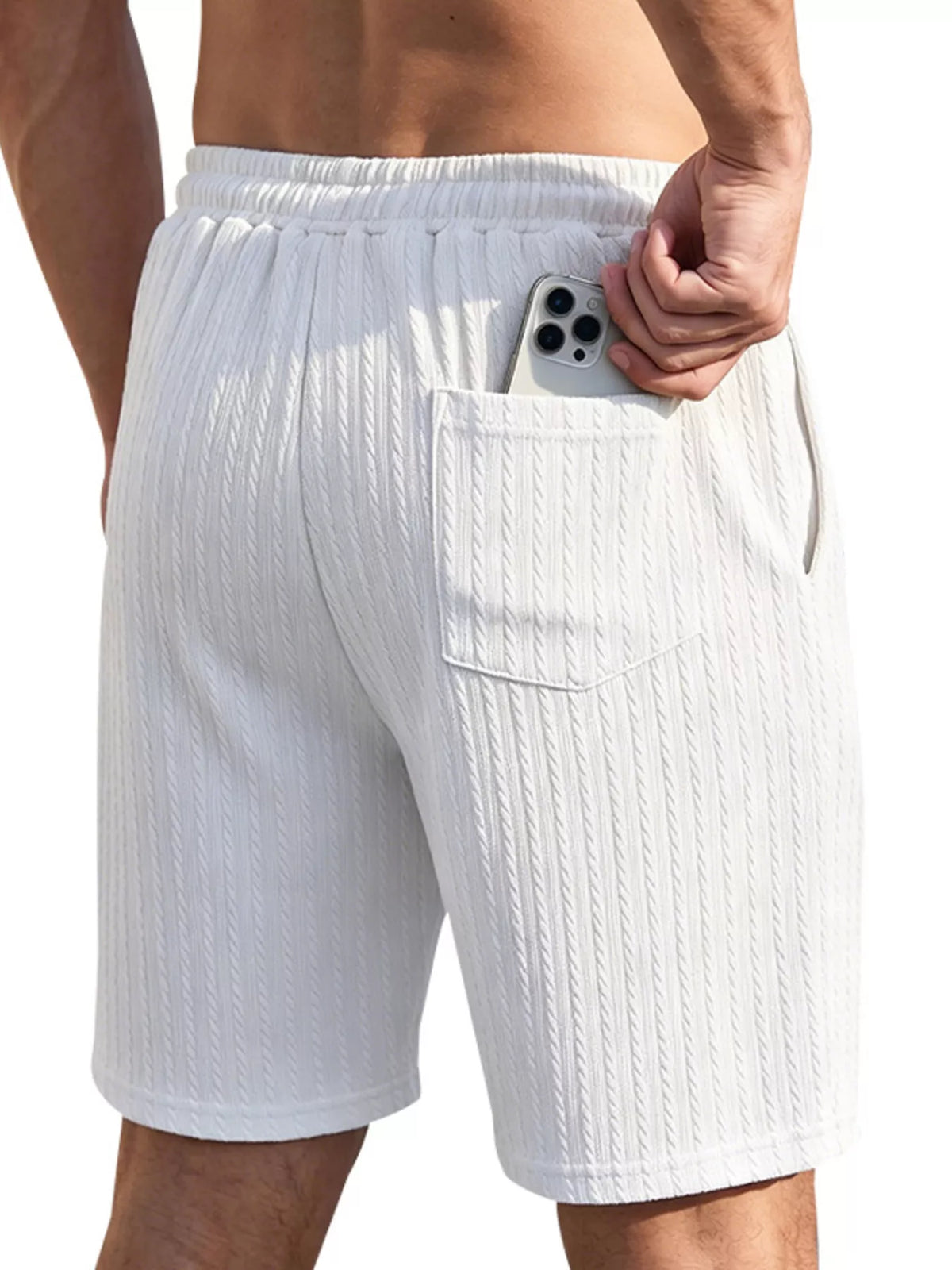 Men's Full Size Casual Texture Drawstring Shorts Plus Size - Lilixa.store
