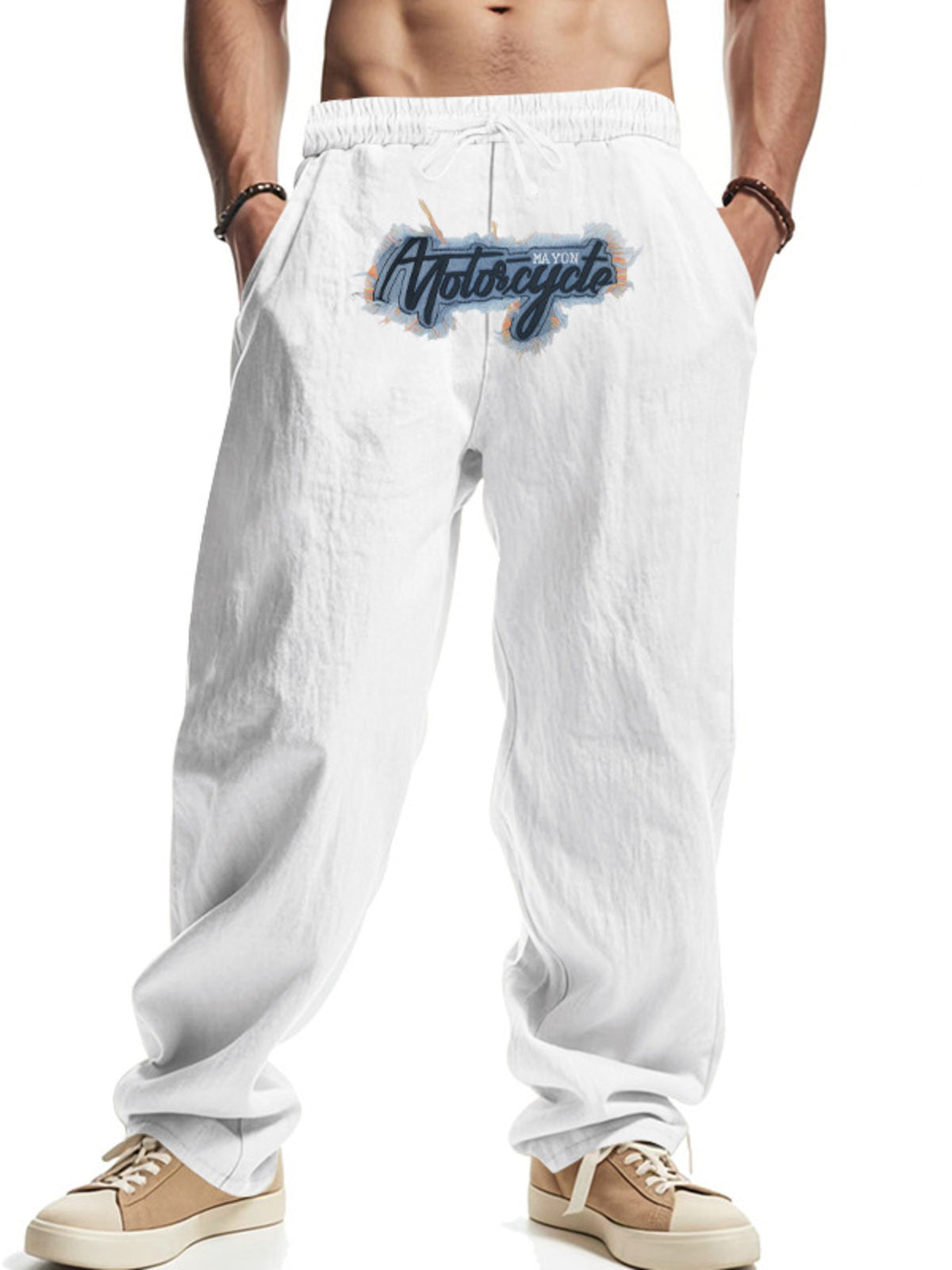 Men's Full Size Drawstring Letter Casual Pants Plus Size, view 14