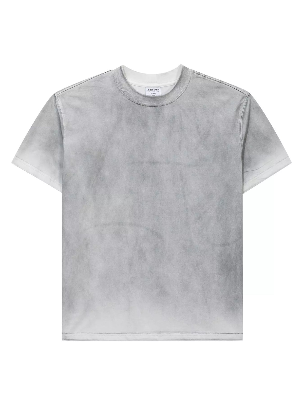 Men's Washed Round Neck Short Sleeve T-Shirt in White Gray, view 4