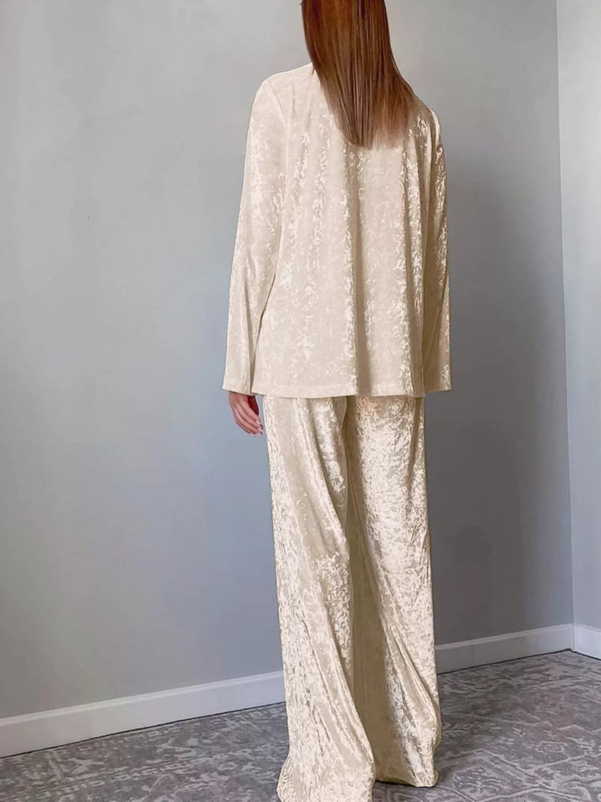 Velvet Long Sleeve Top and Pants Lounge Set - Lilixa.store