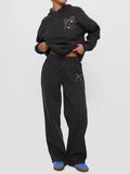 Bow and Heart Dropped Shoulder Hoodie and Pants Set - Lilixa.store