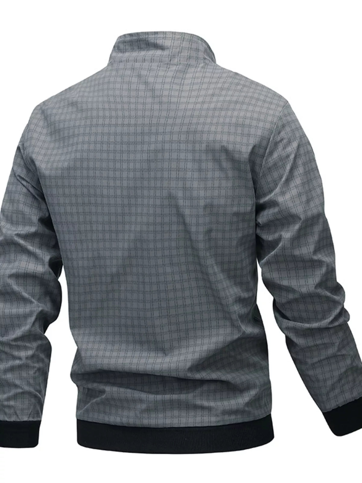Men's Plus Size Plaid Lightweight Zip-Up Jacket - Lilixa.store