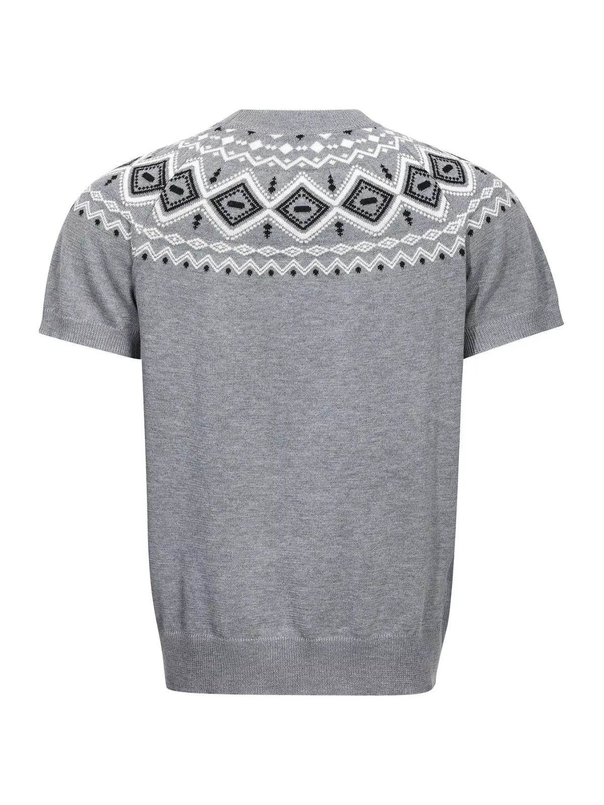 Men's Short Sleeve Fair Isle Pattern Knit Top - Lilixa.store