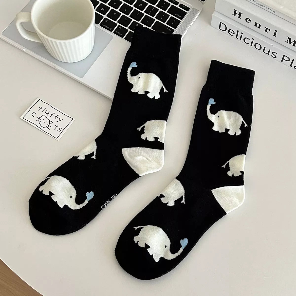 Elephant Pattern Crew Socks - Lilixa.store
