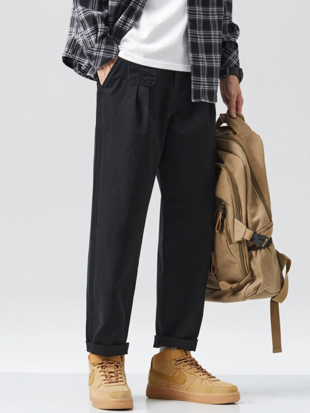Men's Full Size Loose Fit Pants Plus Size in Black