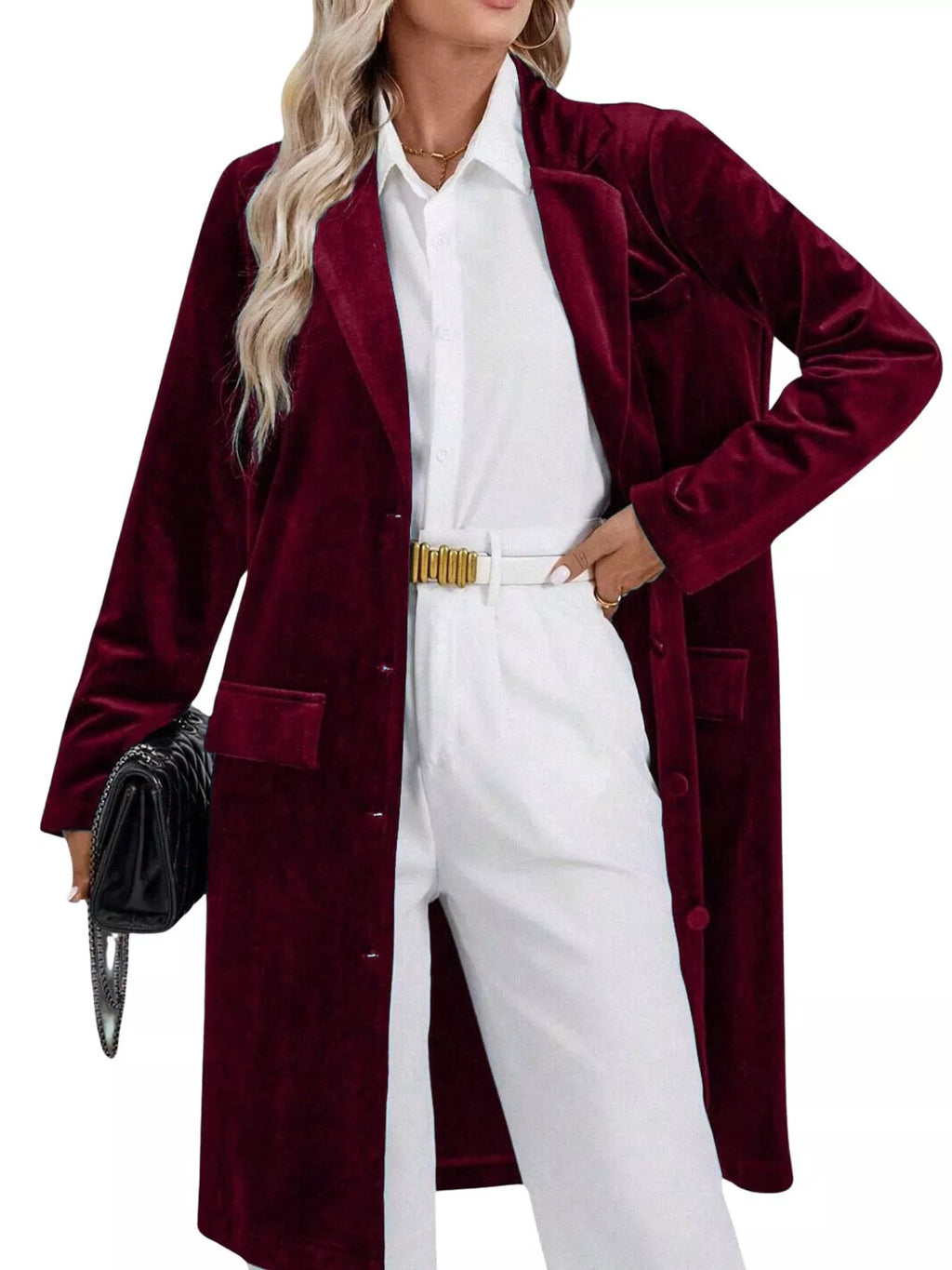 Lapel Collar Long Sleeve Longline Coat - Lilixa.store