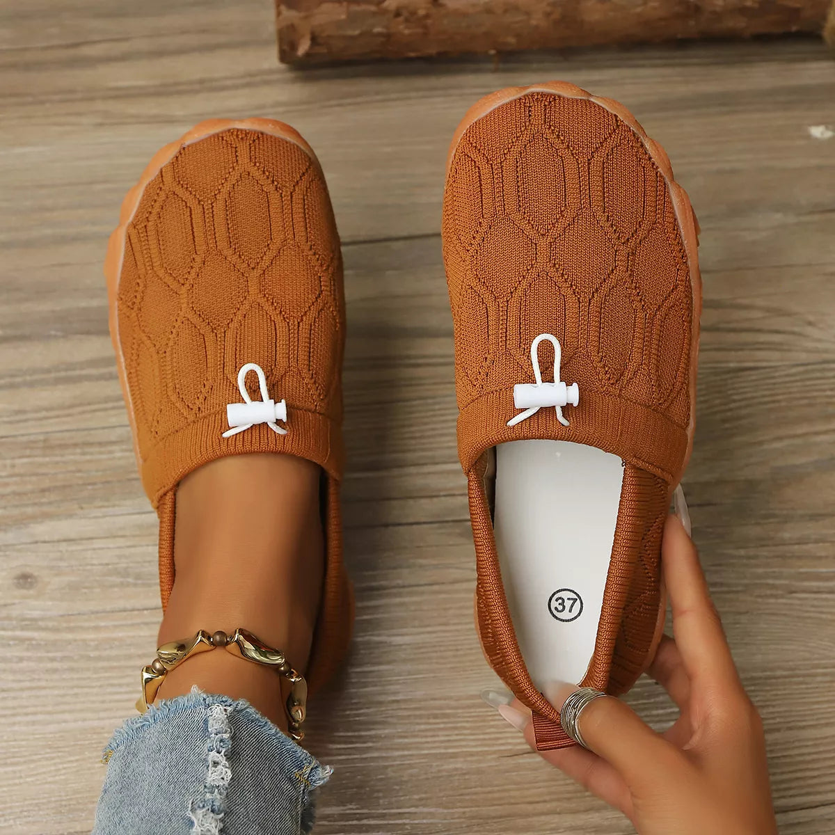 Round Toe Drawstring Slip-Ons - Lilixa.store