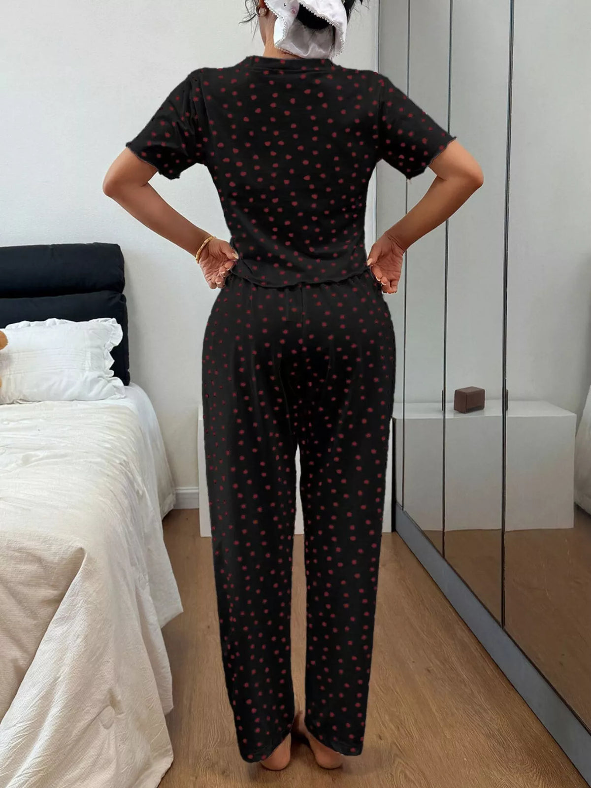 Polka Dot Short Sleeve Top and Shorts Set - Lilixa.store