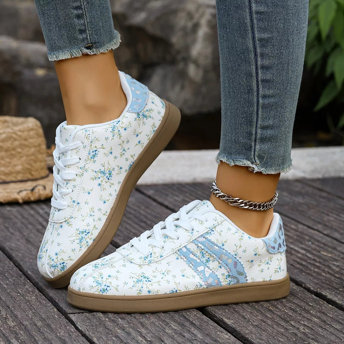 Floral Print Flats Sneakers - Lilixa.store