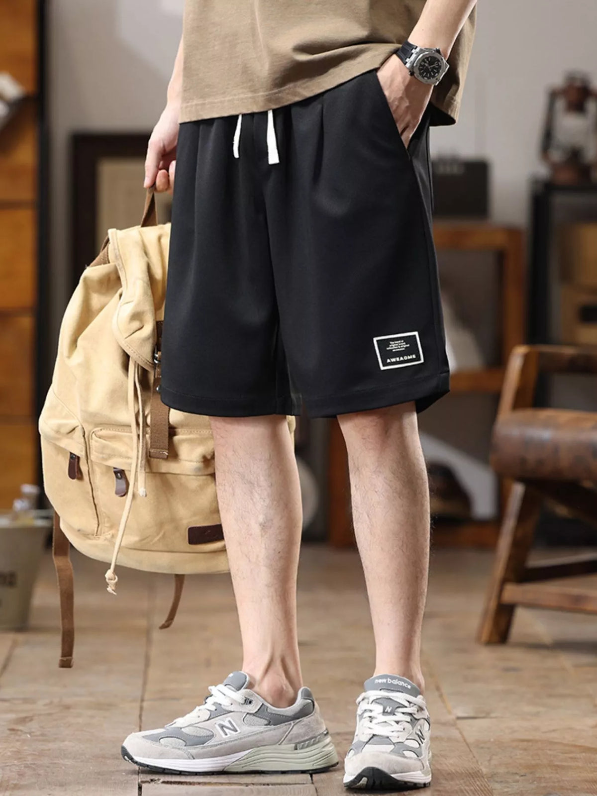 Men's Plus Size Casual Loose-Fit Drawstring Shorts, view 5